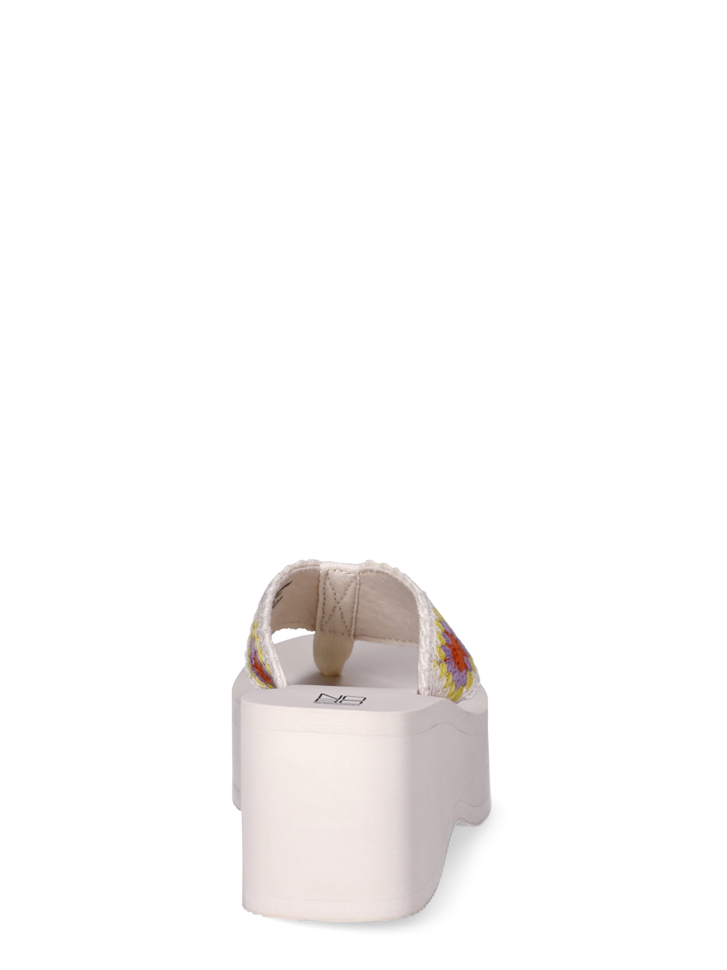 No Boundaries Women's Mid-Heel Platform Thong Wedge Sandals