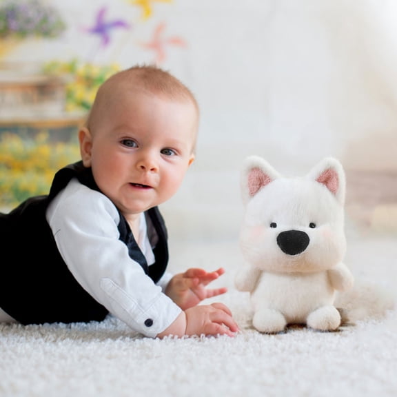 Realistic West Highland White Terrier Plush Toy - Soft Stuffed Animal Sleep Aid, Anxiety Relief Companion Toy for Adults, Durable Plush Fabric with Lifelike Details for Home Decor, 6.3in, White