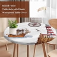 thumbnail image 4 of Nautical Lighthouses Round Tablecloth, Fitted Table Cover with Elastic for 36"-44" Round Tables, Ocean Ship Anchors Seashells Birds Table Cloth Outdoor Indoor Dinning Party Waterproof Tablecloths, 4 of 7