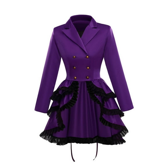 FEIFLY Womens Jackets Coats Tailcoat Buttons Decorated Flowy Solid Color Festival Clothing