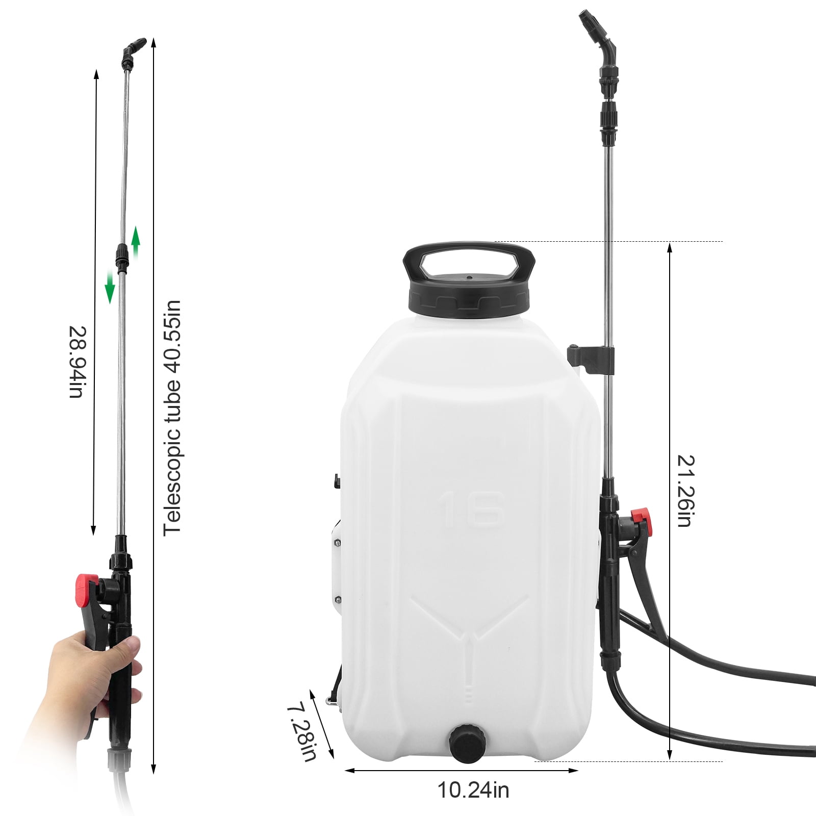 4 Gallon Battery Powered Backpack Sprayer, 12V Lawn & Garden Sprayers