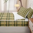thumbnail image 5 of Manfei Geometric Check Zipper Full Size Comforter Sets with Fitted Sheet and 2 Pillowcases,Classic Plaid Zipper Bedding Set,Yellow Green Brown,Reversible,4pcs, 5 of 8
