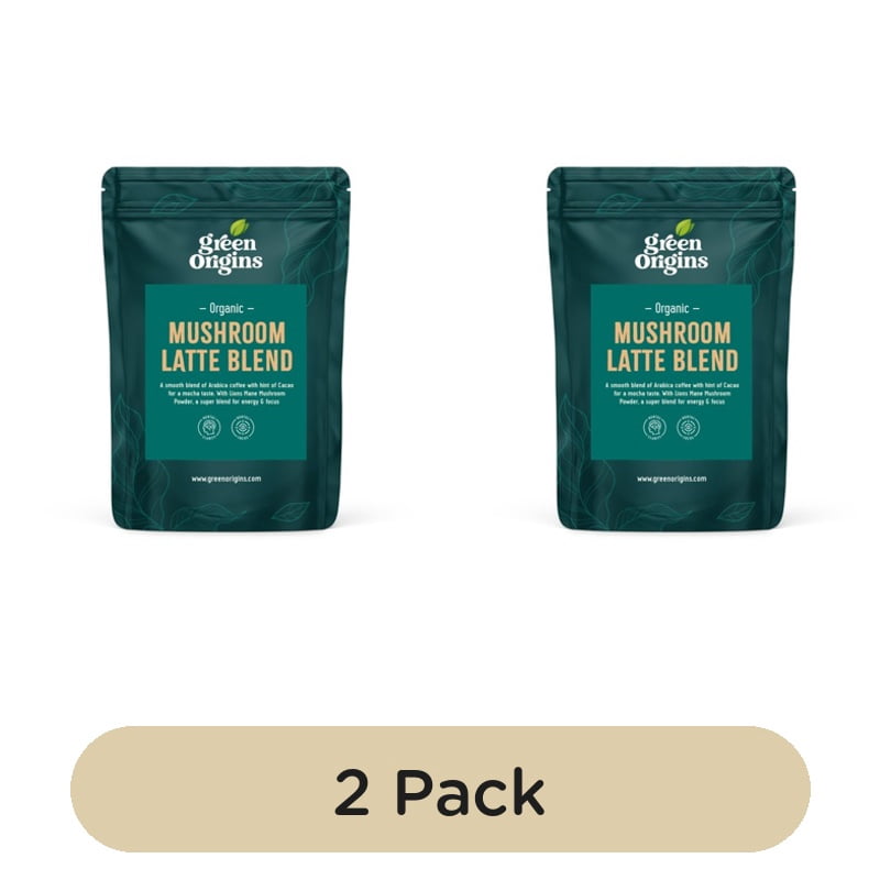Green Origins Organic Super Mushroom Latte Blend 100g, British Import (Pack of 2)