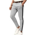 thumbnail image 2 of cllios Mens Skinny Dress Pants Color Block Stripe Stretch Slim Fit Flat-Front Pencil Pants Casual Business Office Lounge Trousers, 2 of 6