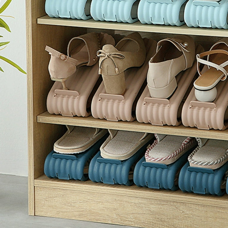 Shoe Slot Space Saving Organizer - Shoe Shelf Rack Double Storage