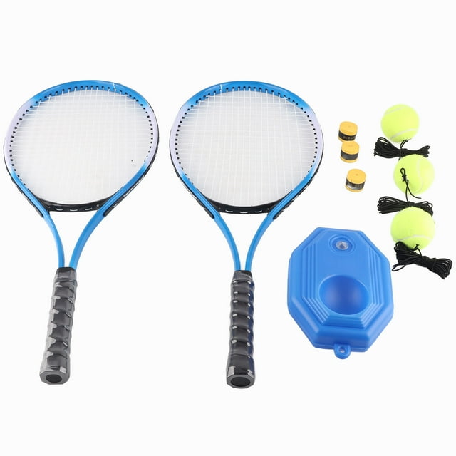 Entrenador de tenis portátil de gran tamaño, herramienta de entrenamiento para principiantes de todas las edades, 2 raquetas y 3 pelotas.