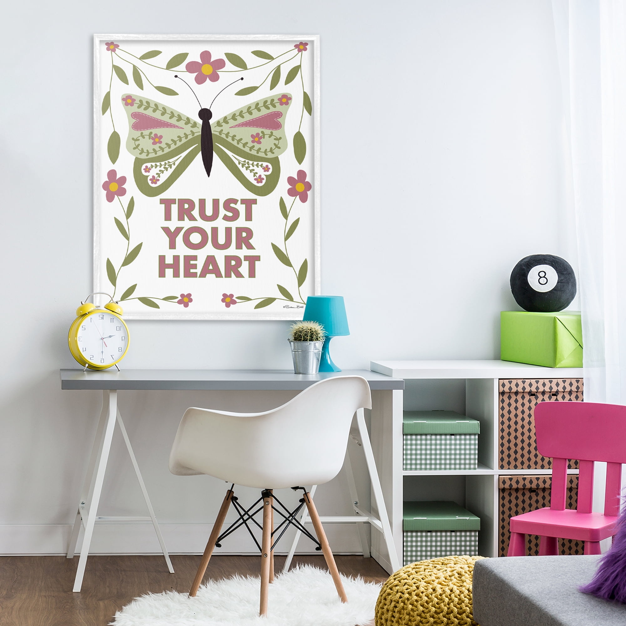 Stupell Industries Trust Your Heart Symmetrical White Framed Giclee Art, design by Susan Ball