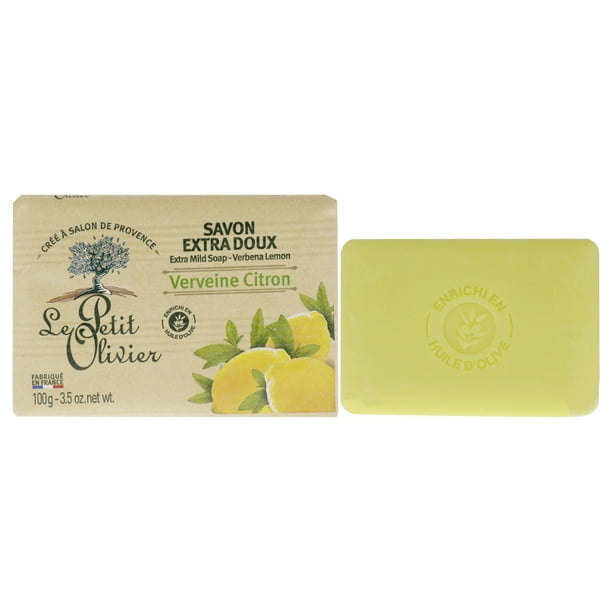 Jabón extra suave - Verbena y limón de Le Petit Olivier para unisex - Jabón de 3,5 oz