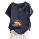 thumbnail image 1 of Camisas de Manga Corta para las Mujeres Blusas de Impresión Casual Botón Cuello Redondo, Top de Verano Ligero para el Día Y el Trabajo, 1 of 4