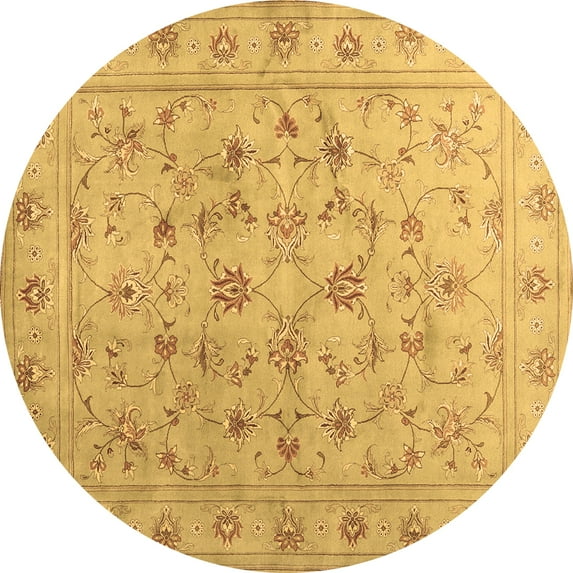 Ahgly Company Indoor Round Abstract Brown Contemporary Area Rugs, 8' Round