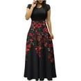 thumbnail image 3 of SMihono Robe Maxi Bohème d'Été pour Femmes Grande Taille Robe d'Été Colorée à Imprimé Floral pour Femmes Robes à Manches Courtes Robe Maxi Décontractée de Plage Robe Évasée de Plage, 3 of 6