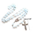 thumbnail image 3 of Meditation Gift Blue Jades Bead Cross Rosary Necklaces Bead Hangable Pendant for Women Men Praying Supplies, 3 of 4