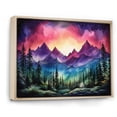 thumbnail image 3 of Designart "Aurora Borealis Mountains Purple Spectacle II" Extra Large Landscapes Framed Wall Art - Coastal Purple Landscape Cottage Mountains Winter Living Room Framed Canvas Art, 3 of 7
