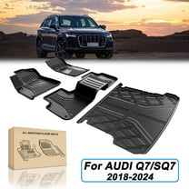 IKABEVEM Car Floor Mats & Cargo Liner TPE Rear Trunk Mat Set for Audi Q7 / SQ7 2018-2024 All Weather Liners Protection
