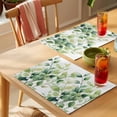 thumbnail image 4 of Watercolor Botanical Green Placemats Set of 6 Eucalyptus Leaves Place Mats Indoor Wipeable Table Mats Washable Cloth Dining Table Placemats for Kitchen Holiday Party Home Decor 13x19 Inch, 4 of 9