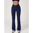 thumbnail image 5 of PISONIC Women Two Piece Workout Sets Cross Back Sports Bras Matching High Waist Flared Leggings Gym Yoga Outfits, 5 of 8