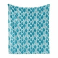 thumbnail image 1 of Blue and White Soft Flannel Fleece Blanket, Leaf Pattern with Stripes Grunge Illustration Blue Shaded Spring Nature, Cozy Plush for Indoor and Outdoor Use, 60" x 80", Blue and White, by Ambesonne, 1 of 6