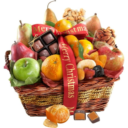 Healthy Christmas Baskets Golden State Fruit Merry Christmas Orchard Delight Gift Basket, 14 pc ()