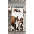 thumbnail image 3 of Ambesonne Funny Quilted Bedspread Set 2 Pcs, Cat Dog Friendship, Twin Size, Brown Black White, 3 of 3