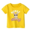 thumbnail image 3 of Girls Shirts Size 6 Round Neck Cartoon Print Outfits Clothes Plus Size Lightweight Tops Holiday Shirts T Shirt,Yellow,1-2 Years, 3 of 4