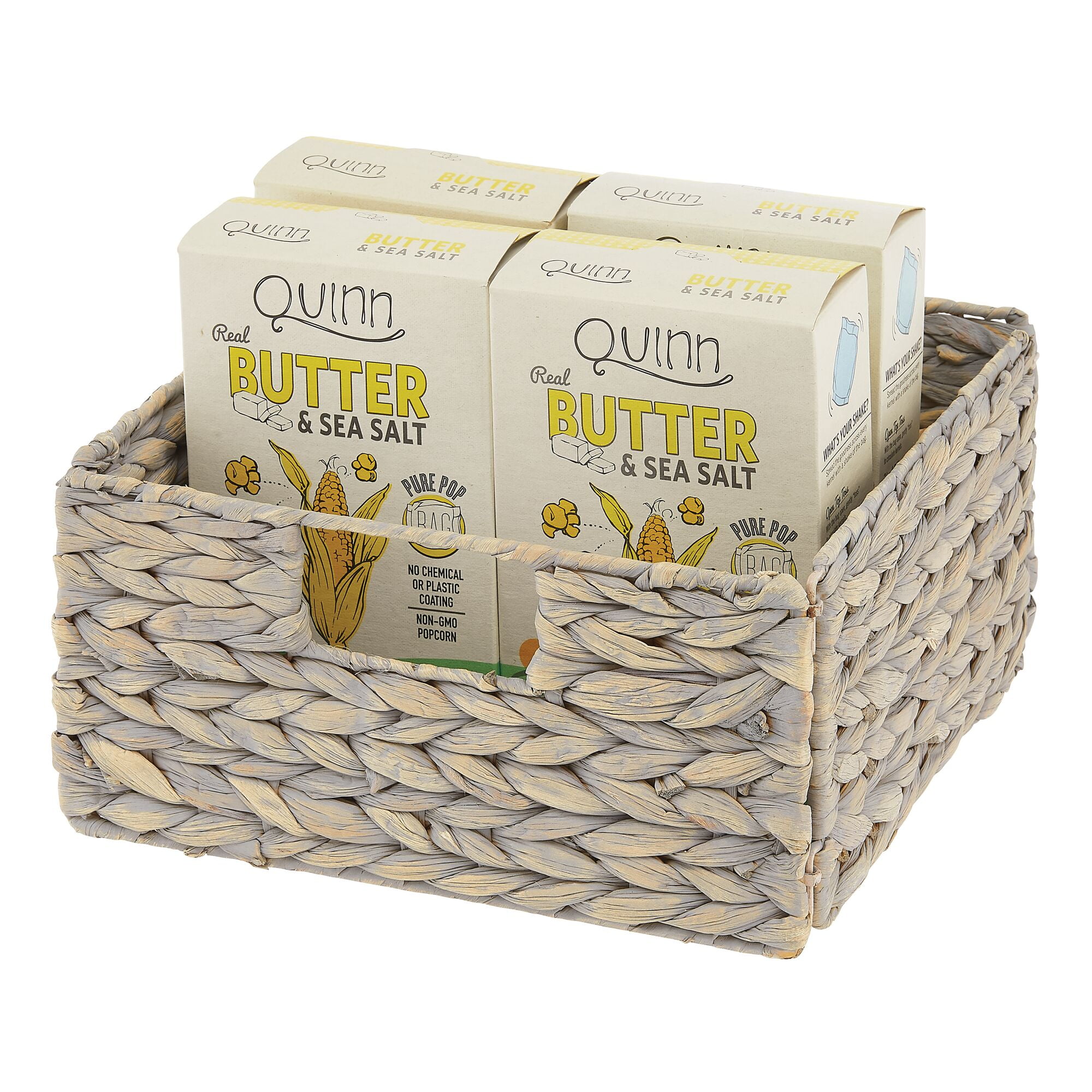 mDesign Woven Hyacinth Kitchen Basket Organizer with Handles, 8 Pack, Gray Wash