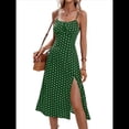 thumbnail image 2 of Vestido de Verano Floral para Mujer, Vestido Midi con Tirantes Finos y Espalda Descubierta, Vestido Bohemio para Vacaciones en la Playa. Verde M, 2 of 8