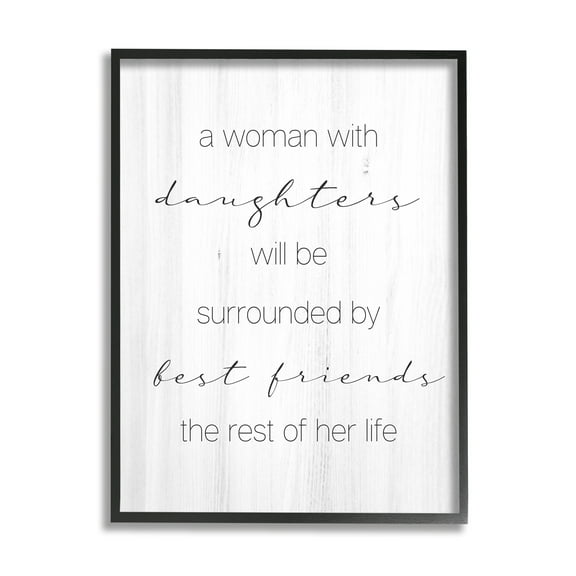 Stupell Industries Best Friend Daughters Birch Pattern Typography Phrase Graphic Art Black Framed Art Print Wall Art, Design by Daphne Polselli