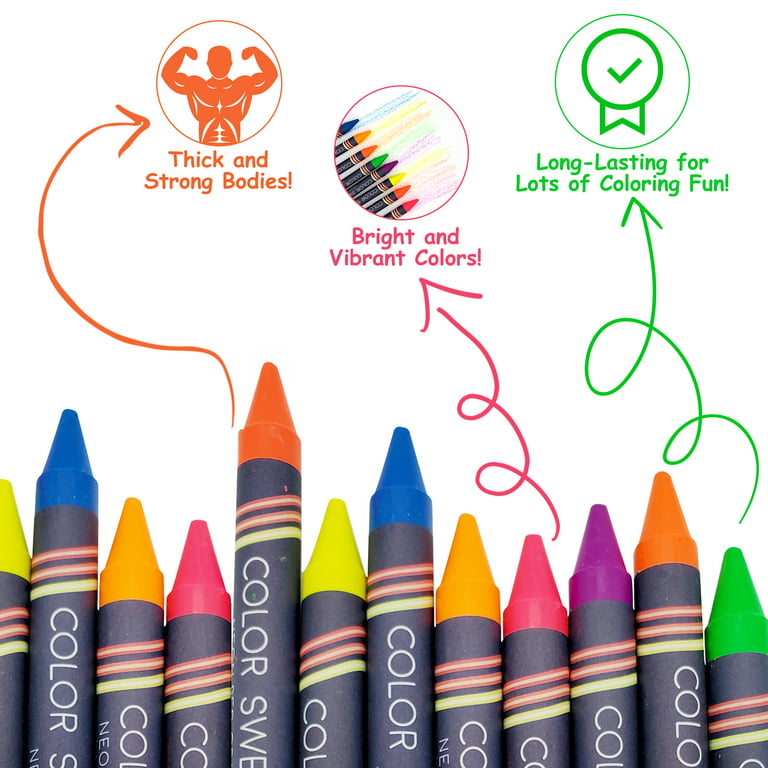 Color Swell Mixed Crayon Bulk Packs - 18 Boxes of Fun Neon Crayons