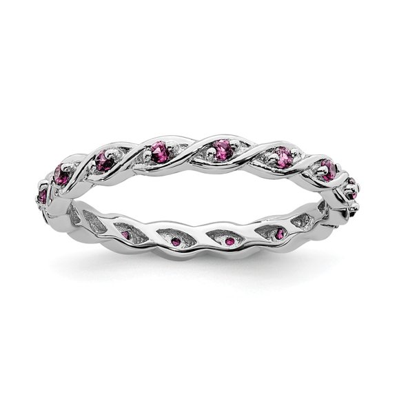 Sterling Silver Stackable Expressions Created Pink Sapphire Braided & Twisted Ring Size 7