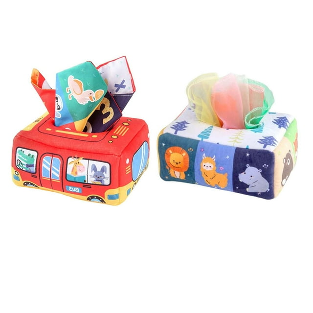 2 Pack Baby Tissue Box Montessori Toy Textured Learning Toys Gift for Baby Zulema Juguetes sensoriales