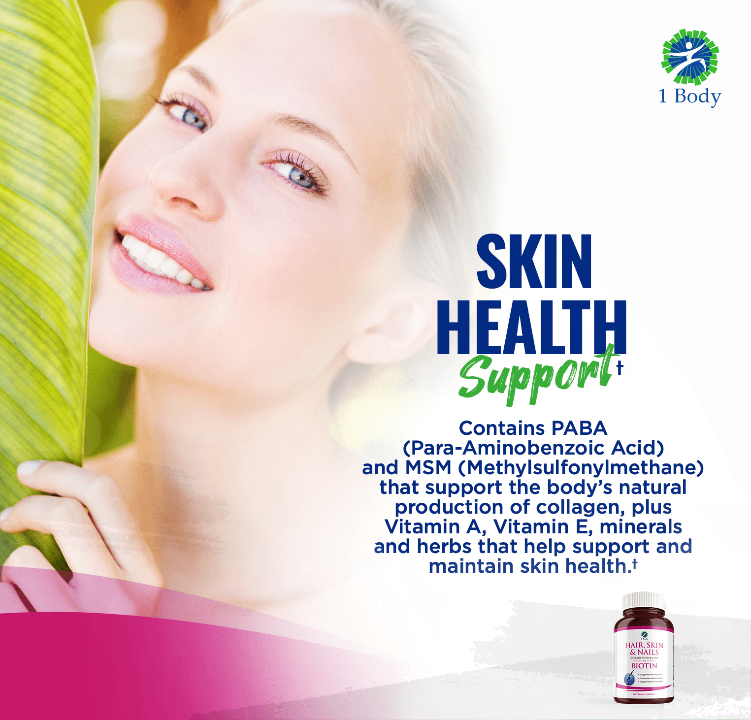 (2 bottles - 10% off) 1 Body 5000 mcg Biotin Dietary Supplement Vegan Capsules for Hair, Skin and Nails