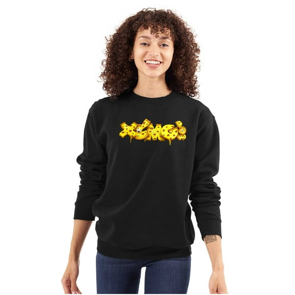 XOMG POP Cheesy Pepperoni Pizza Logo Women Crewneck Sweatshirt Brisco Brands S