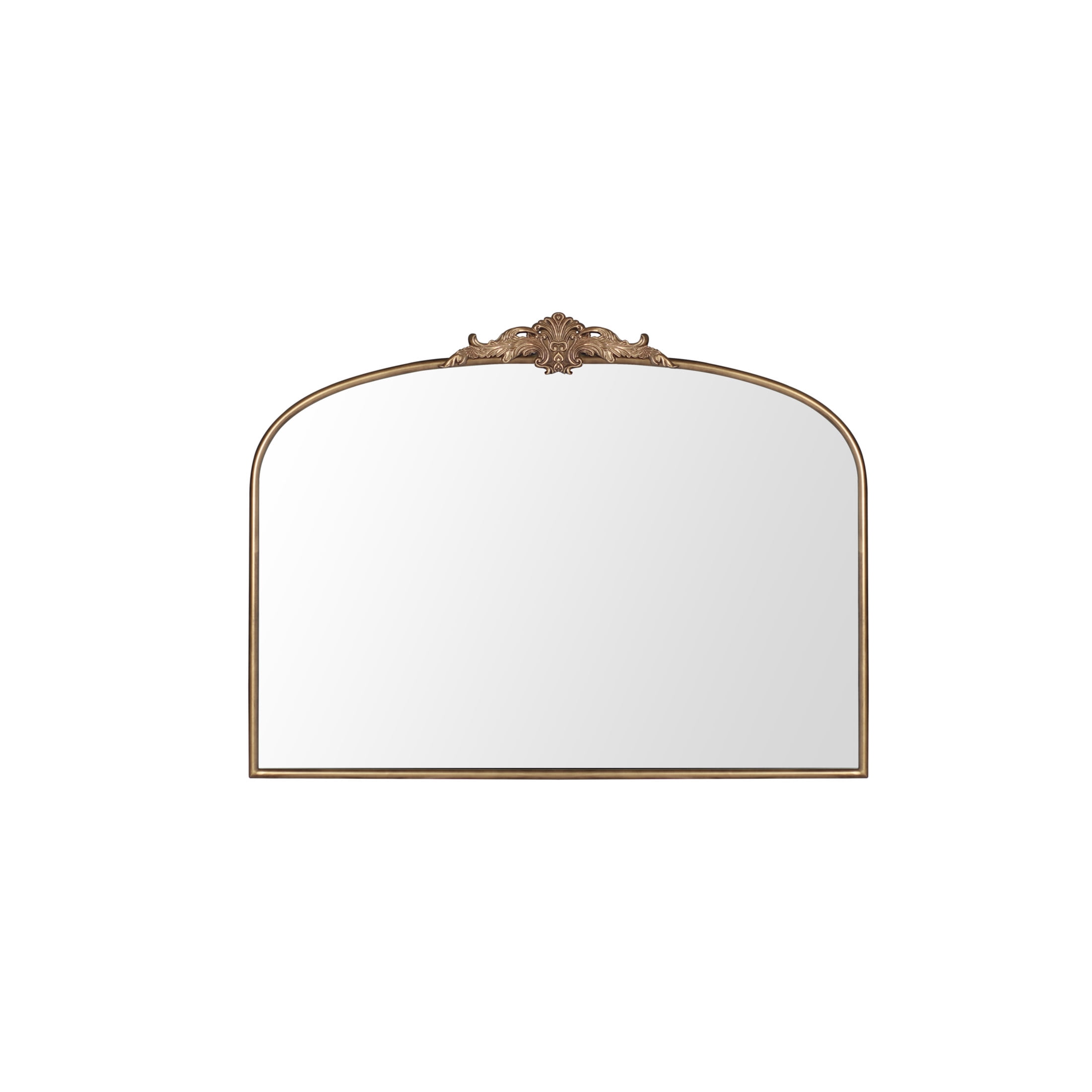 Noble House 40" Arched Vintage Baroque Wall Mirror with Metal Frame, Traditional Ornate for Entryway, Antique Gold