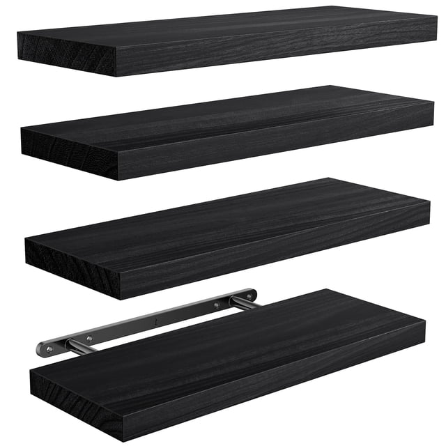 Estantes flotantes AMADA HOMEFURNISHING de madera de paulownia, juego de 4