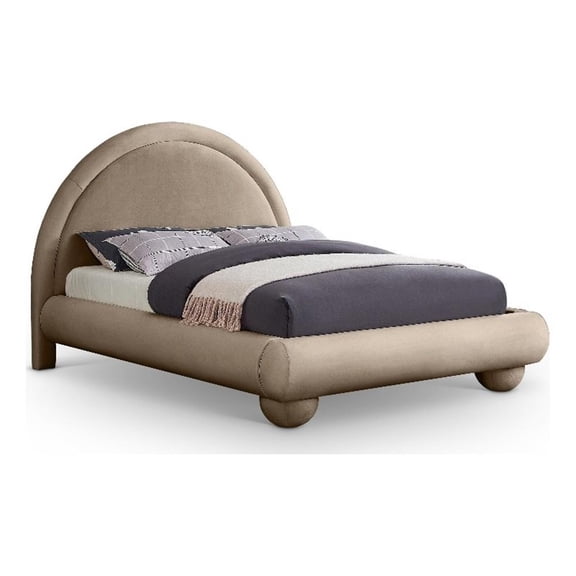 Meridian Furniture Madrid Taupe Velvet Queen Bed