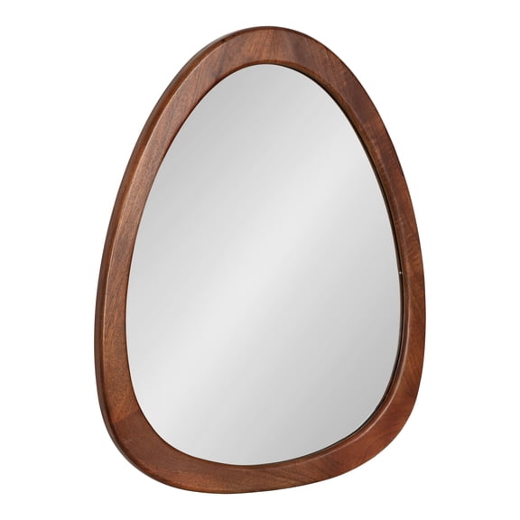 Kate and Laurel McKinder Asymmetrical Wood Wall Mirror, 24 x 28, Walnut Brown, Decorative Irregular Geometric Mirror with Robust Wooden Frame and Distinct Finish