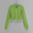 thumbnail image 2 of felwors Zip Up Hoodies for Women Cropped Long Sleeve Sweatshirts Jackets Trendy Y2k Crop Tops Teen Girls Clothes 2025 Light Green, M, 2 of 4
