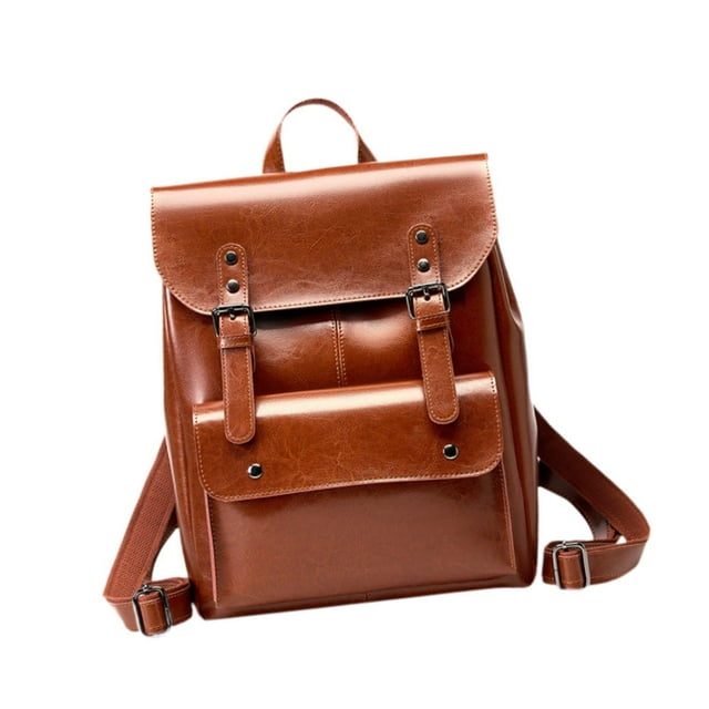 Mochila de Cuero PU retro Salvador informal de viaje Marrón