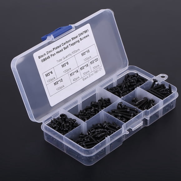 Assortment Kit Stainless Steel Self Tapping Screws, 500Pcs Button Head Screws, For Home Office Industry Furniture