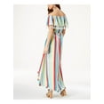thumbnail image 2 of XOXO Womens White Striped Tassel Ruffle Short Sleeve Off Shoulder Maxi Dress Juniors L, 2 of 2