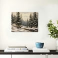 thumbnail image 2 of ONETECH  Framed Canvas Wall Art Vintage Print Paintings Winter Pine Tree Forest Christmas Rustic Landscape Country Snow Retro Nature Artwork for Home Living Room Bathroom Wall Decor 16x12inch, 2 of 6
