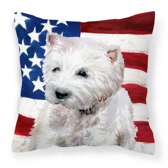 Carolines Treasures BB9701PW1818 Westie Patriotic Fabric Decorative Pillow  18H x18W multicolor
