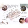 thumbnail image 4 of 2 uds. De peinetas para boda, damas de honor, niñas, diamantes de imitación, hoja de cristal, oro rosa, tobogán para baile de graduación, accesorio para el cabello (oro rosa), 4 of 5