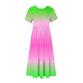 thumbnail image 7 of Penkiiy Women's Summer Casual Short Sleeve Crewneck Dress Casual Flowy Tiered Maxi Beach Dress With Pockets Gradient Print Dress S Multicolor, 7 of 7