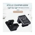 thumbnail image 2 of Tarjeta gráfica PCIE5.0, fuente de alimentación ATX3.0, 12 VHPWR, 12+4, 16 P, 600 W, conector adaptador macho a hembra de 180 grados, negro, 2 of 5