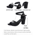 thumbnail image 5 of Rokment Womens Sparkly Rhinestones Dressy Sandals High Heels for Ladies Bride Wedding Fashion Glitter Black Suede Open Toe Chunky Block Heeled Ankle Strap Summer Dress Pumps C Size 7.5, 5 of 7