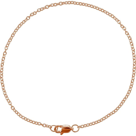 14k Rose Gold Filled 1.5mm Solid Cable Chain 7 Inch Bracelett Link Bracelet for Women and Men
