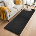 thumbnail image 3 of Black 2x6 Kitchen Runner Rug, Farmhouse Burlap Solid Black Color Modern Linen Texture Non-Skid Rubber Backing Large Rectangle Rugs - Living Room Bedroom Home Office, Indoor Floor Carpets Washable Rug, 3 of 9
