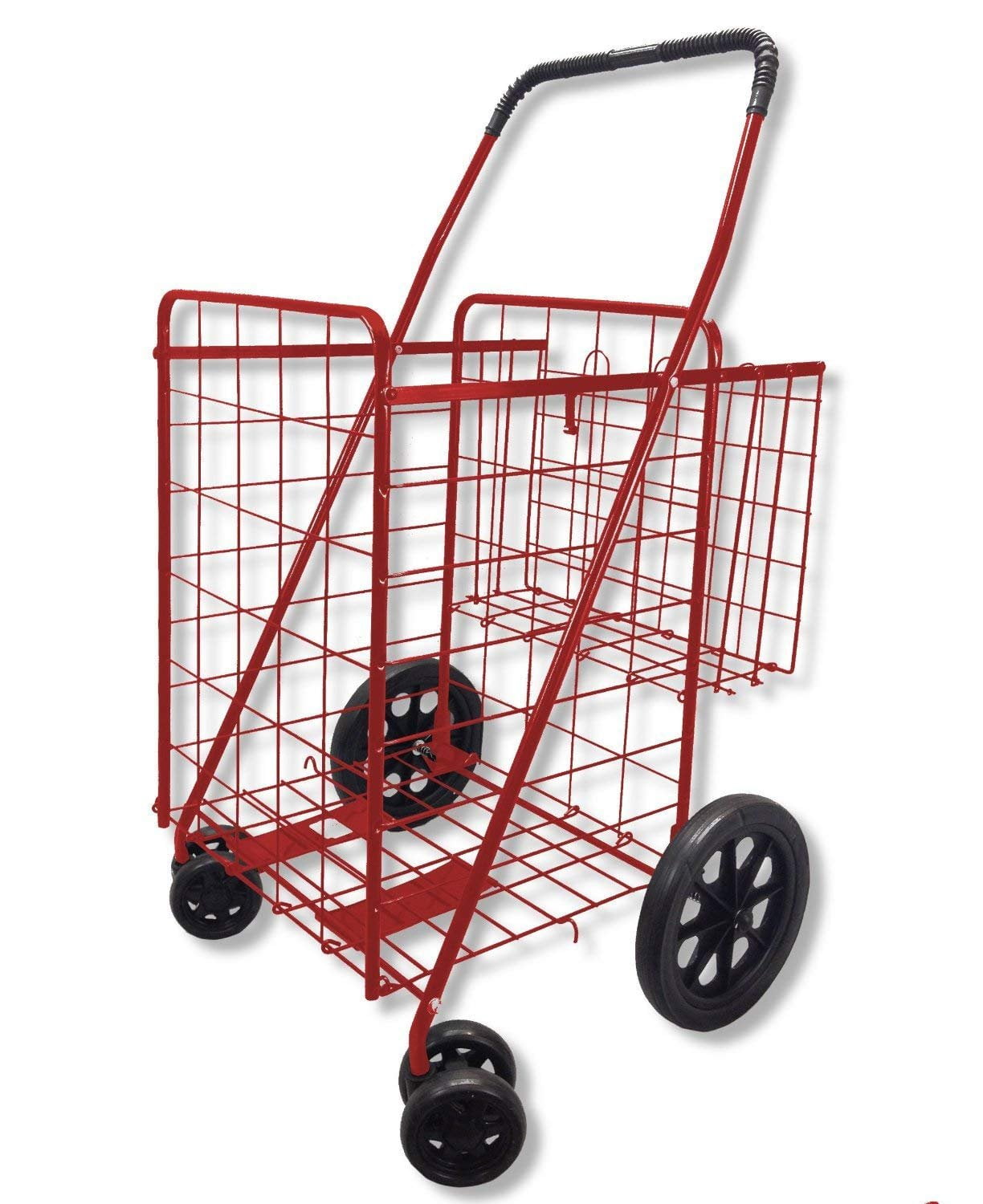 Folding Shopping Cart DOUBLE BASKET SWIVEL Wheel Jumbo 360 Easy