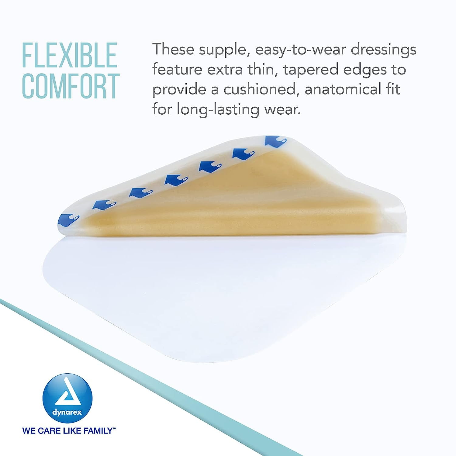 Dynarex DynaDerm Hydrocolloid Dressings, Sterile Moist Bandages Used for All Kinds of Wounds, 6" x 6", Thin & Latex-Free, Peel-Down Patches - 1 Case, 12 Boxes of 5 Dressings